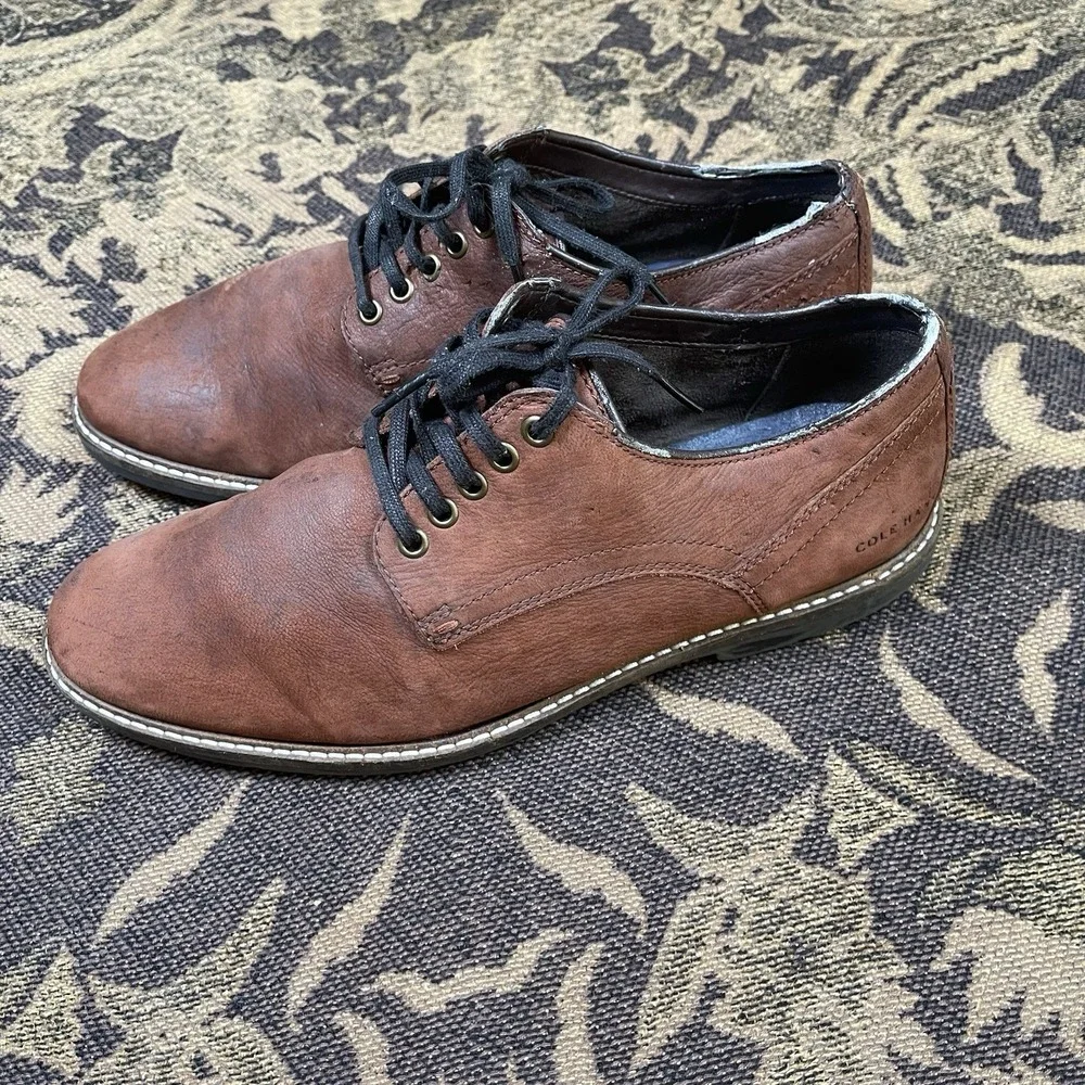 Cole Haan Nathan Plain Toe Men's Size 9 Oxford Casual Shoes Suede Leather C30634